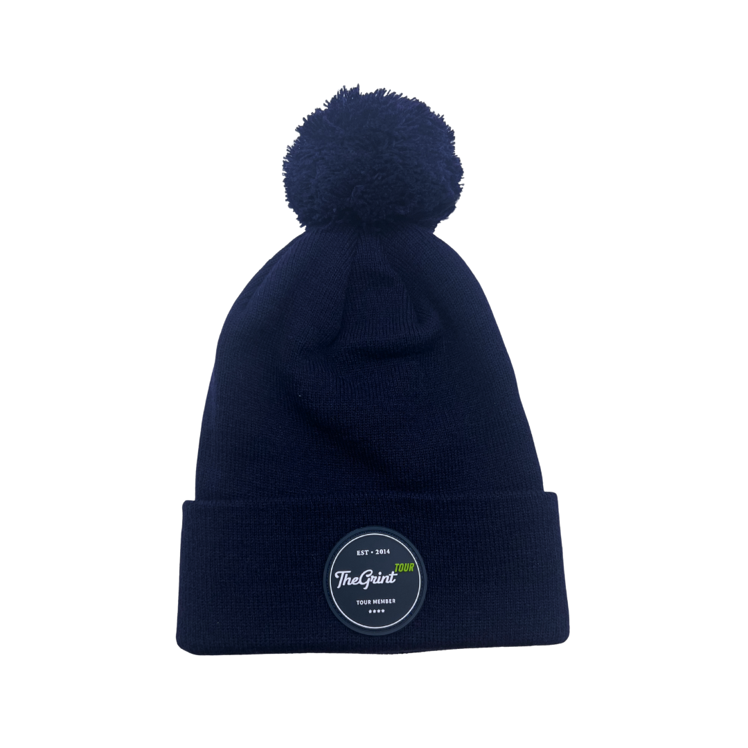 Navy TheGrint Tour pom knit beanie
