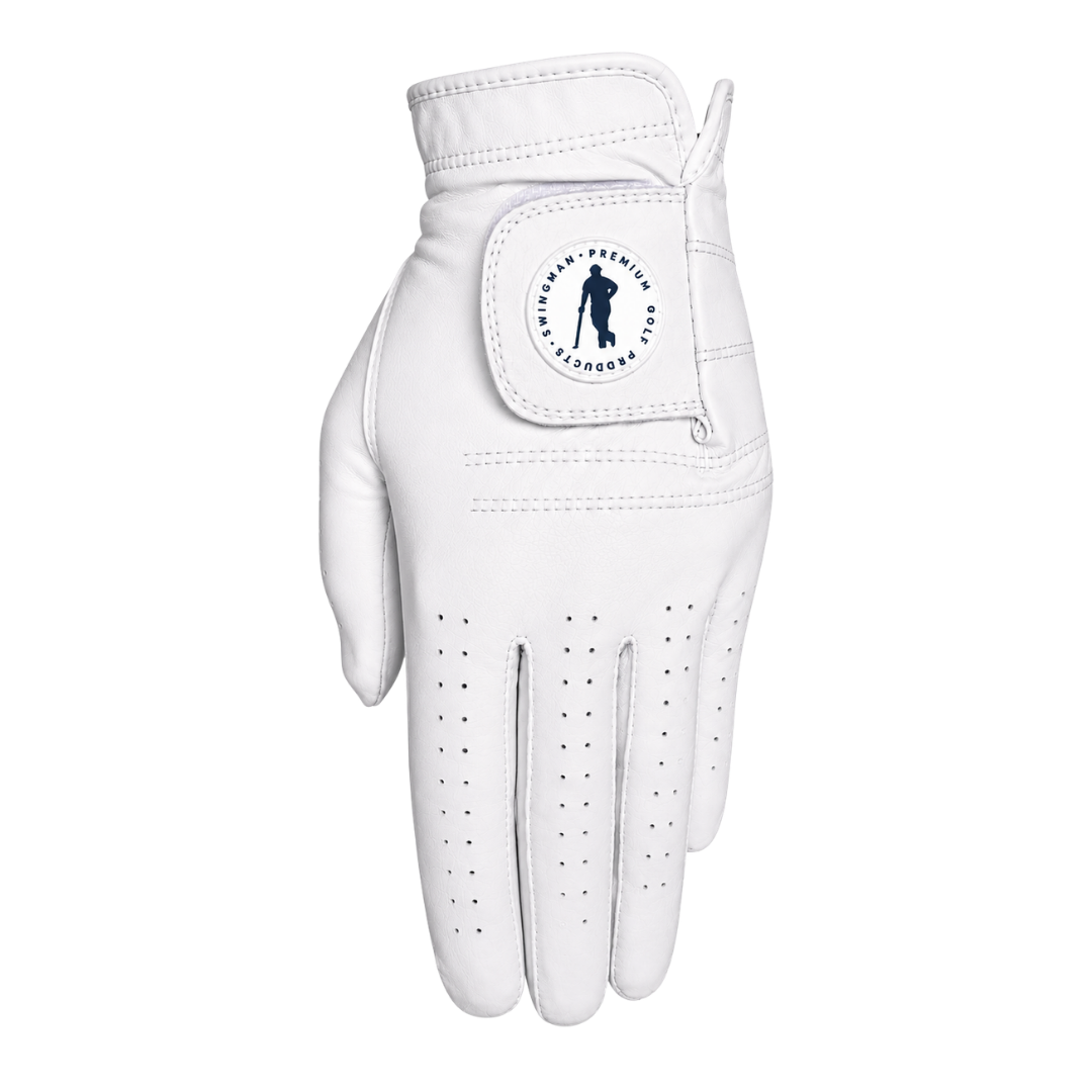 White Swingman Autograph Cabretta leather golf glove