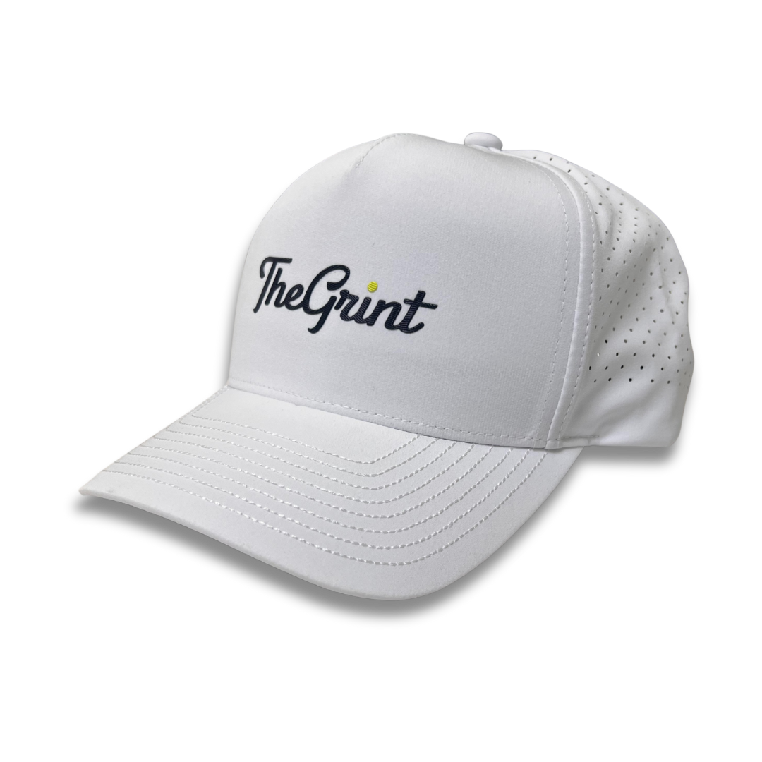 White TheGrint script logo performance hat