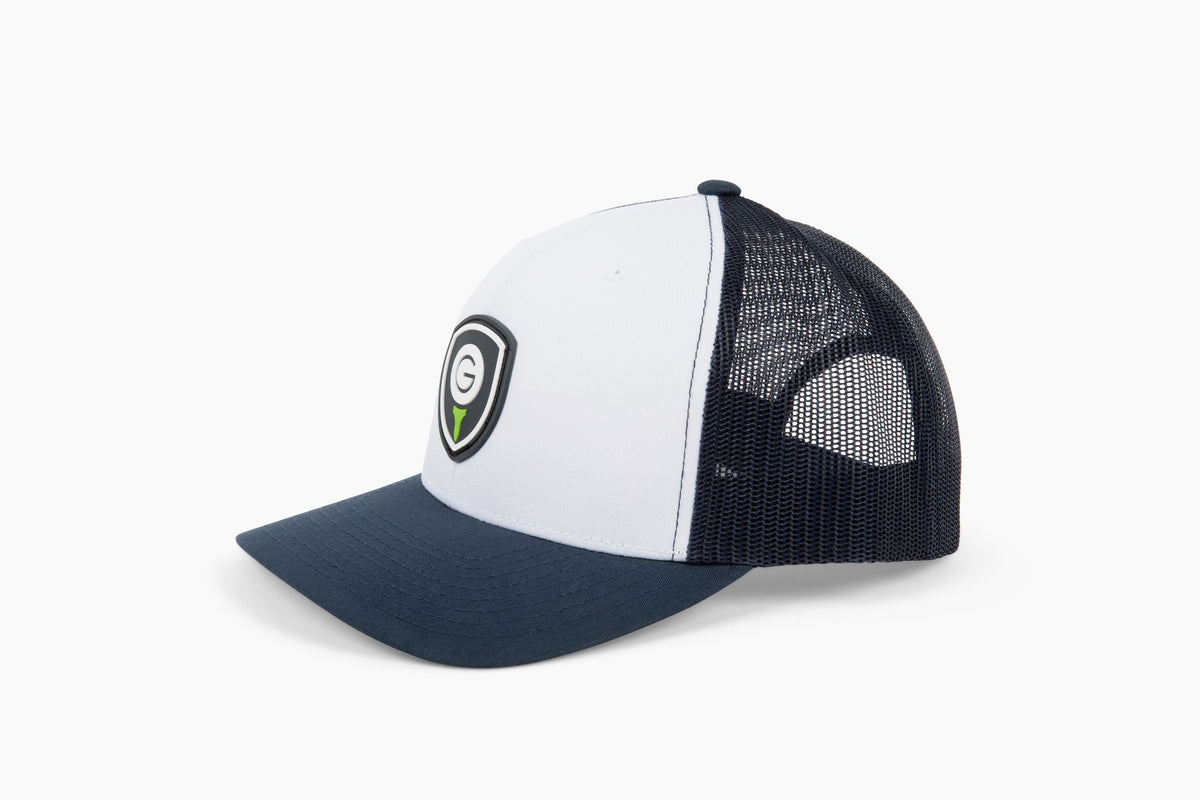 White and navy TheGrint shield snapback