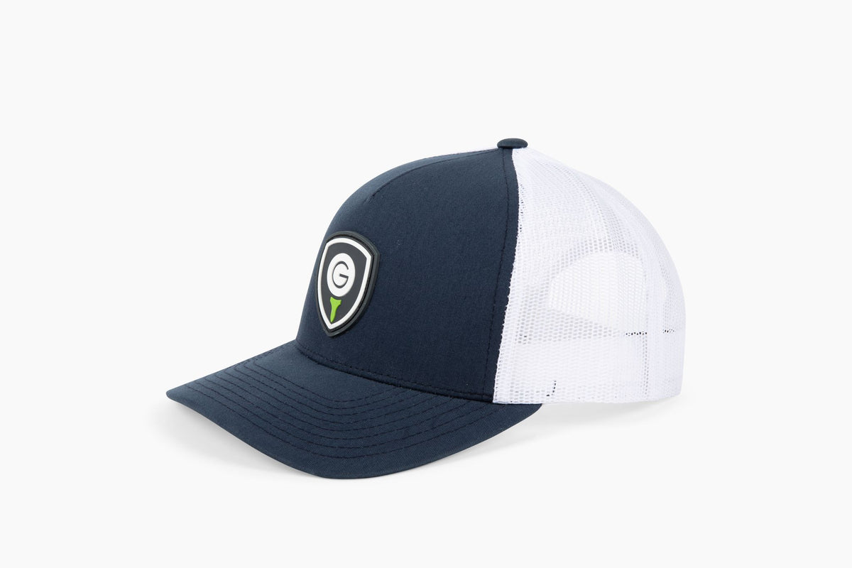 Navy and white TheGrint shield snapback